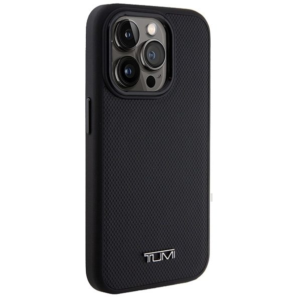Tumi Mobilskal till iPhone 15 Pro MagSafe Leather Ballistic Pattern - Svart
