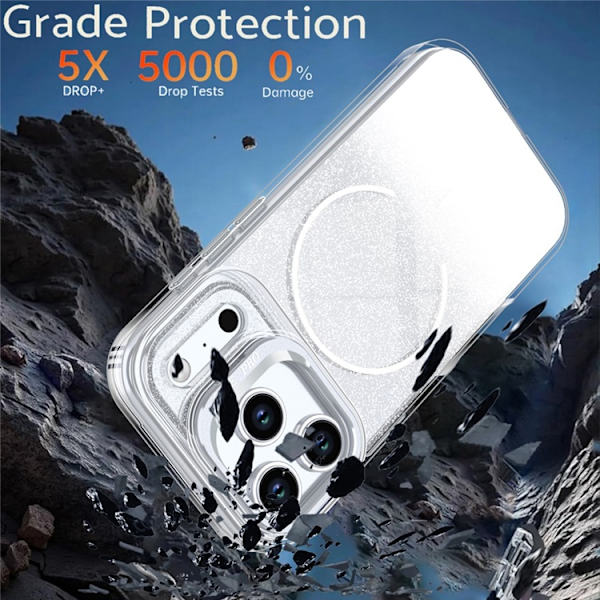Mobilskal till iPhone 17 Pro MagSafe Shockproof Glitter Gradient - Vit Vit