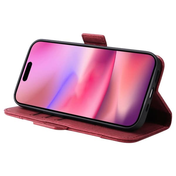 BETOPNICE 001 för iPhone 16 Plånboksfodral Konstläder - Röd