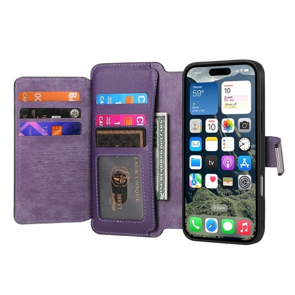 CASENEO MW-02 iPhone 16 Pro Max Plånboksfodral Konstläder - Lila