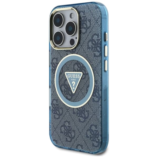 Guess Telefontaske til iPhone 16 Pro Magsafe Glitter - Blå Blå