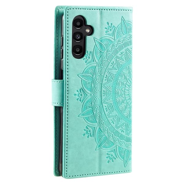 Galaxy A24 4G Plånboksfodral Imprinted Mandala Flower - Grön Grön