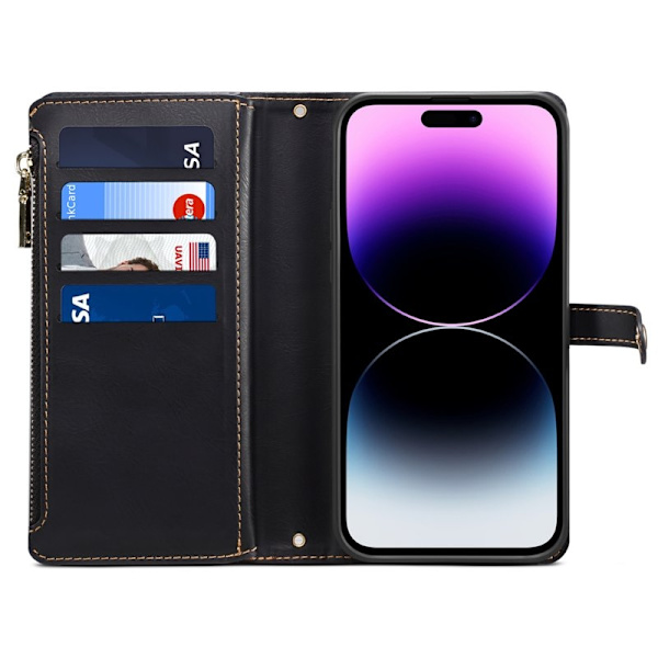ESEBLE iPhone 16 Plus Plånboksfodral RFID Blocking Konstläder - Svart