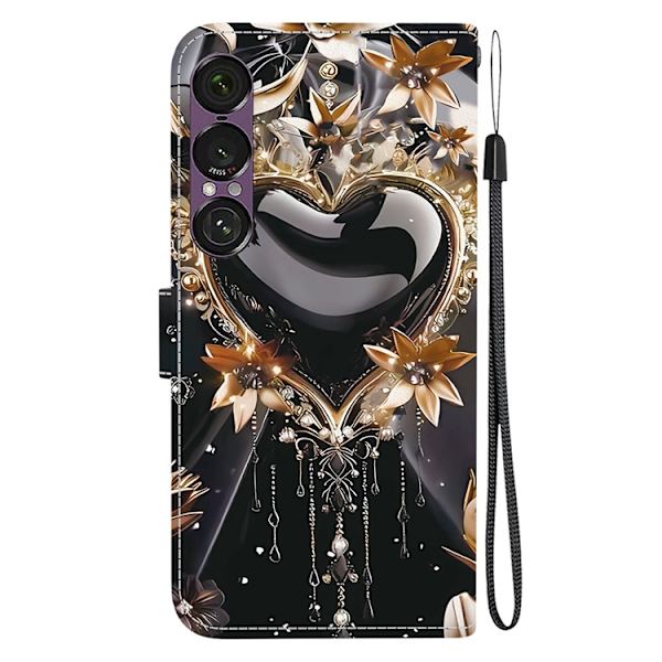 Sony Xperia 1 VII Konstläder Plånboksfodral Pattern Printing - Heart