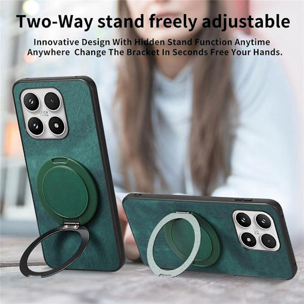 Mobilskal för Xiaomi 17 Retro Läder Rotating Kickstand Grön
