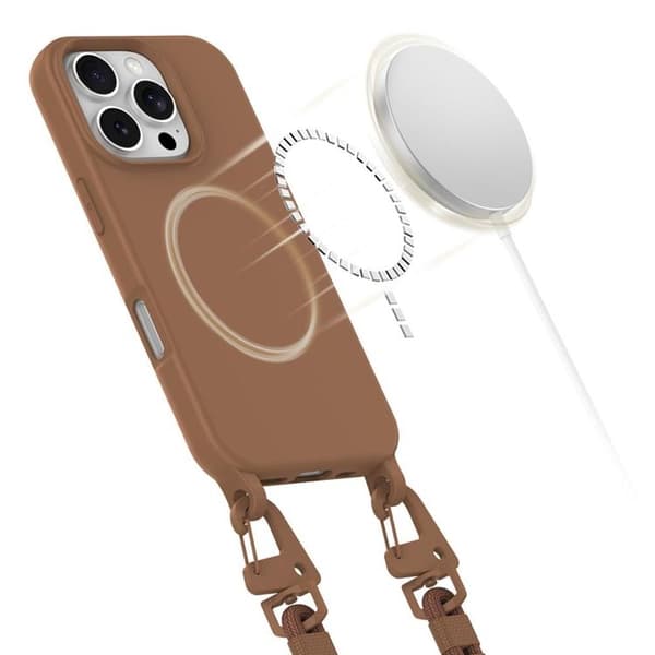 Tech-Protect iPhone 14 Pro mobiltelefon halskædebetræk Magsafe Maghalskæde Brun