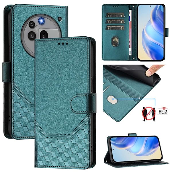 Nothing Phone (3a) Pro Plånboksfodral Imprinted Honeycomb RFID Lila