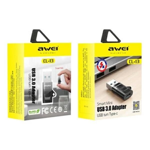 Awei USB-C Till USB-A Adapter CL-13 - Svart Svart