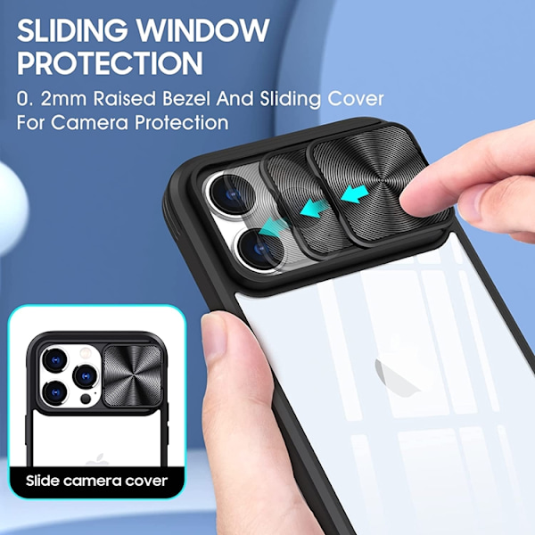 iPhone 13 Pro Mobilskal 360 Kamera Slider - Svart Svart