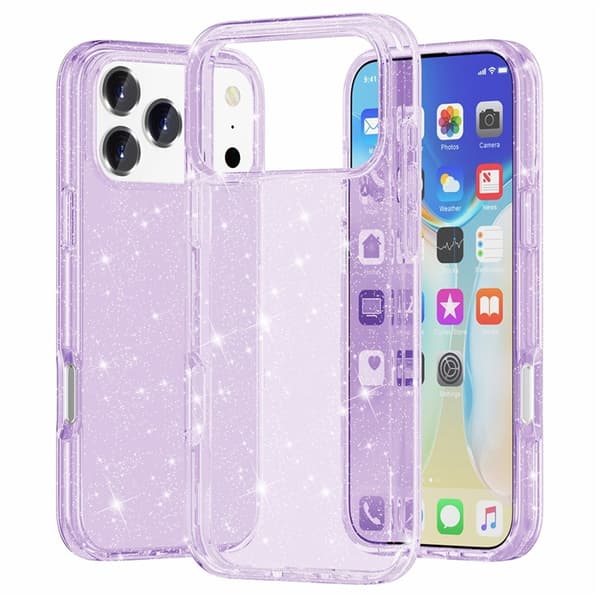 AMORUS Mobilskal till iPhone 17 Pro Shockproof - GlitterLila Lila
