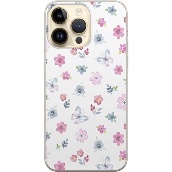 Mobilcover til Apple iPhone 15 Pro Max med Blomster og sommerfugle