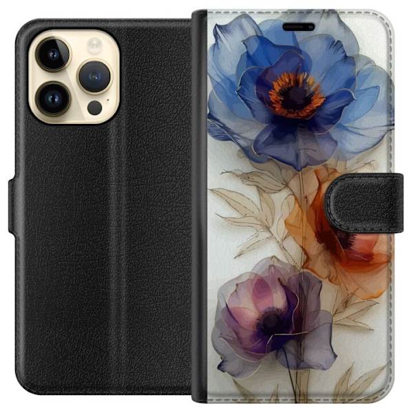 Pungcover til Apple iPhone 14 Pro Max med Silkeblomster