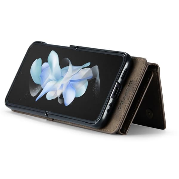 DG.MING Konstläder Plånboksfodral för Samsung Galaxy Z Flip3 5G - Brun