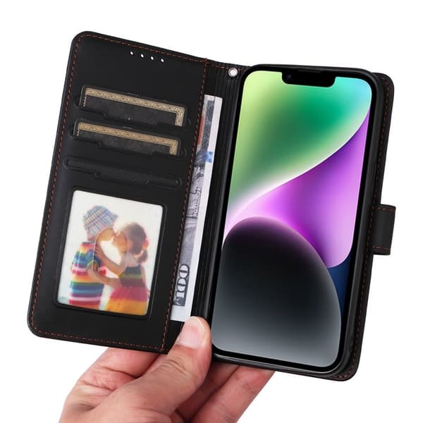 BETOPNICE iPhone 14 Plånboksfodral Magnetiskt Detachable Konstläder - Svart