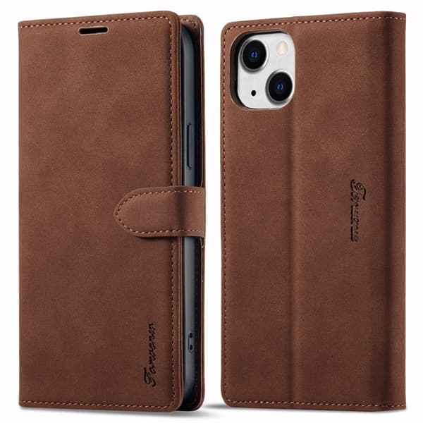 FORWENW iPhone 14 F1 Series Plånboksfodral i Konstläder - Brun