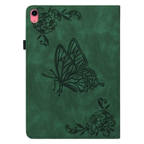 iPad 10.9 (2022) Fodral Butterfly Flower Imprinted - Grön