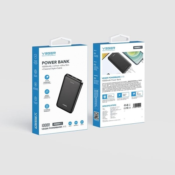 VEGER powerbank 10 000 mAh 2A A10 (W1065) black