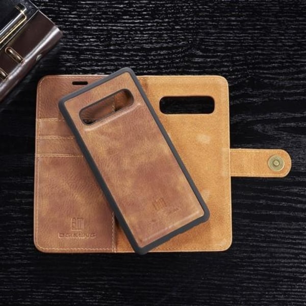 DG.MING Wallet Case 2-in-1 Split Samsung Galaxy S10 Plus -puhelimelle - Brown