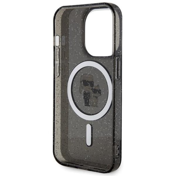 KARL LAGERFELD iPhone 15 Pro Mobiltaske Magsafe Glitter - Sort