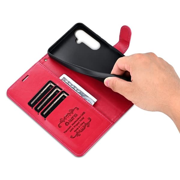 AZNS Samsung Galaxy A36 5G Plånboksfodral Anti-Scratch Konstläder - Röd
