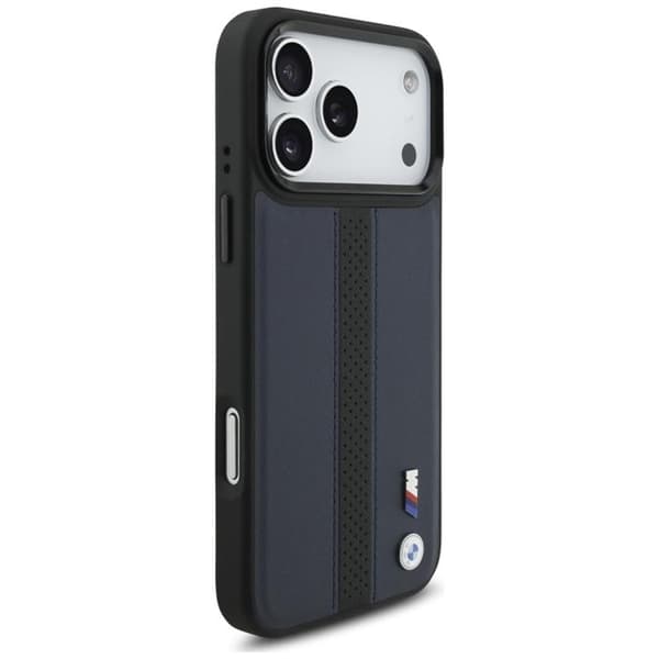 BMW telefontaske til iPhone 17 Pro Max MagSafe M perforeret stribe logo - Navy Blå