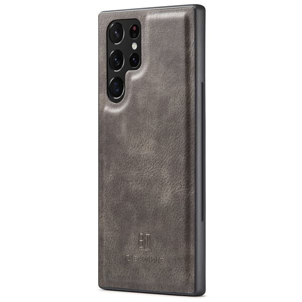 DG.MING Samsung Galaxy S22 Ultra 5G Plånboksfodral Äkta Läder 2-i-1 Grå