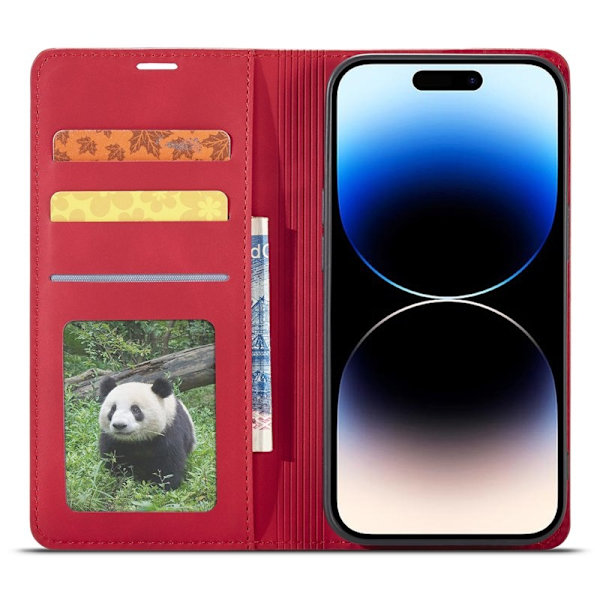 FORWENW iPhone 14 Pro Max Plånboksfodral Konstläder - Röd