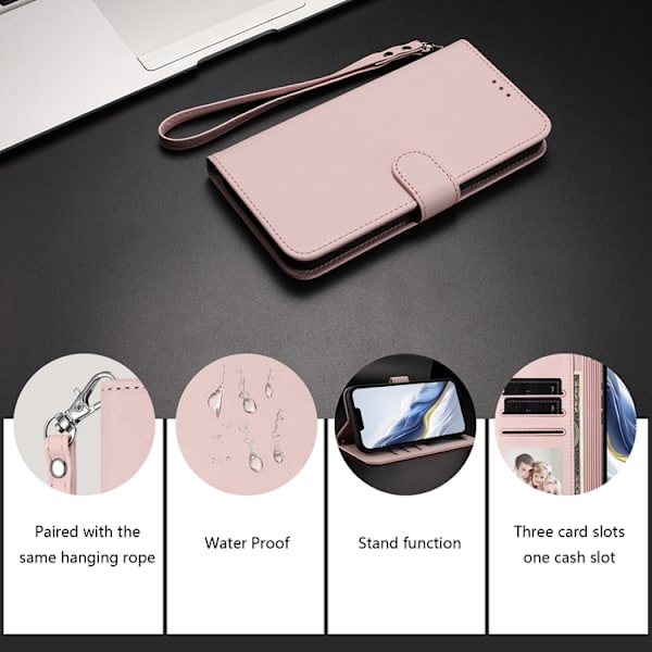 iPhone Air Plånboksfodral Läder med Handledsrem Rosa