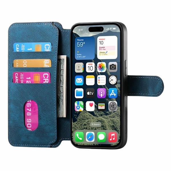 CASENEO MW-03 iPhone 17 Plånboksfodral Konstläder - Blå