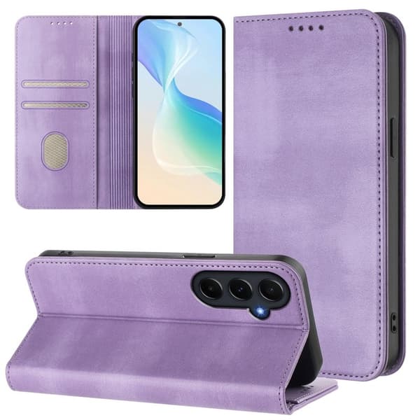Samsung Galaxy A55 5G Plånboksfodral Retro Textur RFID-Skydd - Lila