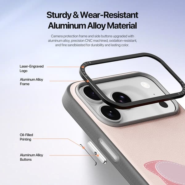 DUX DUCIS Mobilskal till iPhone 17 Pro Max Fingerring/Rem Luvy Series Rosa