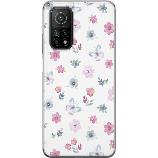 Telefontaske til Xiaomi Mi 10T 5G med blomster og sommerfugle
