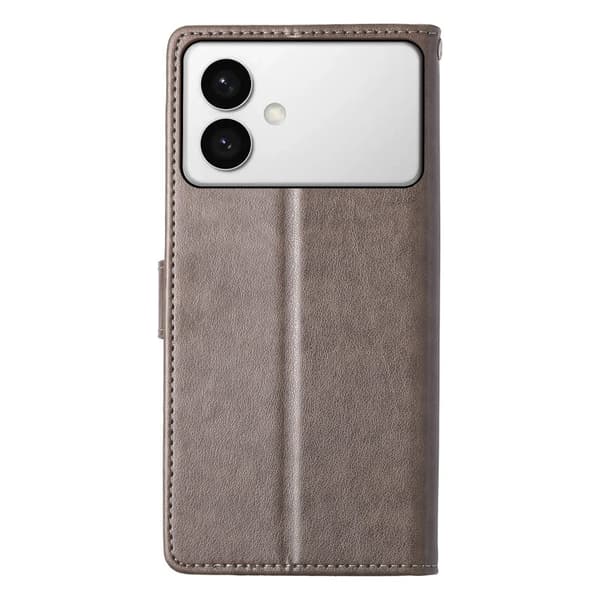 Samsung Galaxy S26 Edge Plånboksfodral Konstläder Fjäril Blommönster - Grå