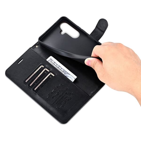 AZNS Samsung Galaxy A17 Plånboksfodral Anti-Scratch Konstläder - Svart