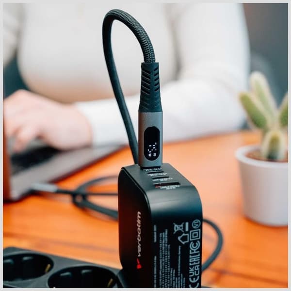 Verbatim USB-C til USB-C 100W kabel 120cm synkronisering og opladning - sort Svart