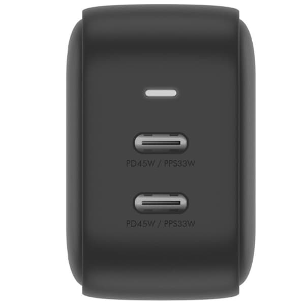 Energea hurtigoplader 45W 2xUSB-C PD-PPS GaN45 US/EU Travelite Svart