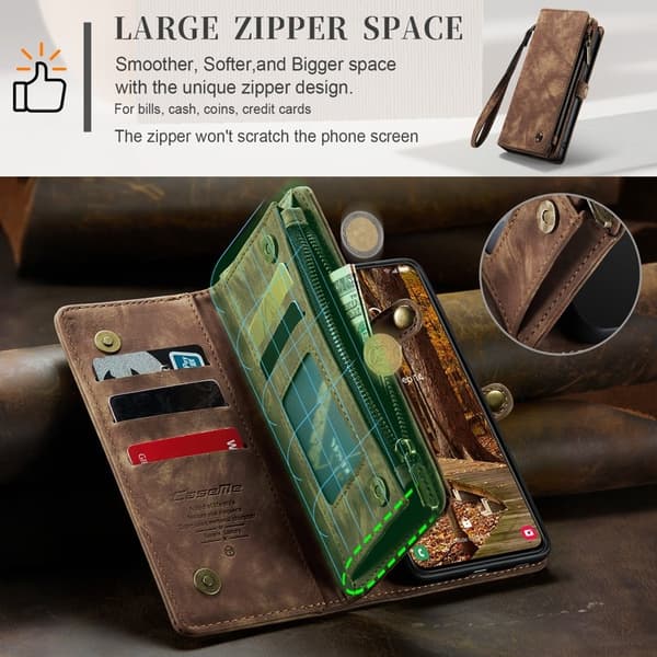 CASEME 008 Series Samsung Galaxy S23+ Plånboksfodral i brunt Konstläder