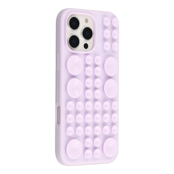 Mobilskal till iPhone 16 Pro Max Sugkopp Silikon med Tygfoder - Lila Lila