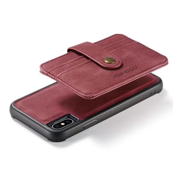 JEEHOOD Konstläder Plånboksfodral iPhone XS 5.8 tum Röd med RFID-skydd