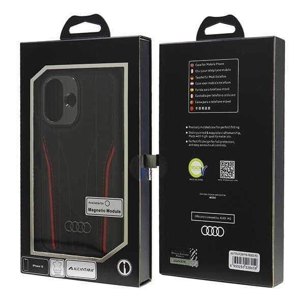 Audi Mobilskal till iPhone 16 MagSafe Äkta Läder - Svart Black