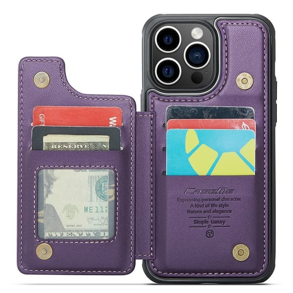 CASEME C22 Mobilskal till iPhone 14 Pro Max Läder med RFID - Lila