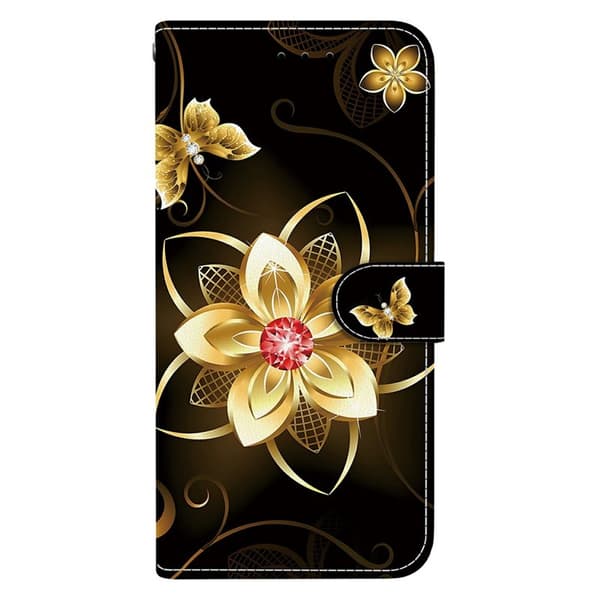 Plånboksfodral för Samsung Galaxy S26 Plus Mönstertryckt Konstläder - Guldblomma
