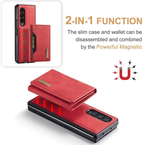 DG.MING Galaxy Z Fold 3 Plånboksfodral M2 Magnetic Kickstand - R