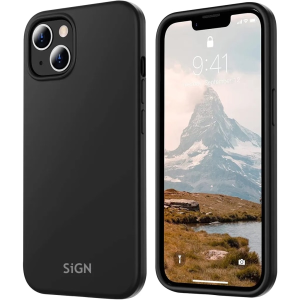 SiGN iPhone 15 Mobilskal Liquid Silikon - Svart