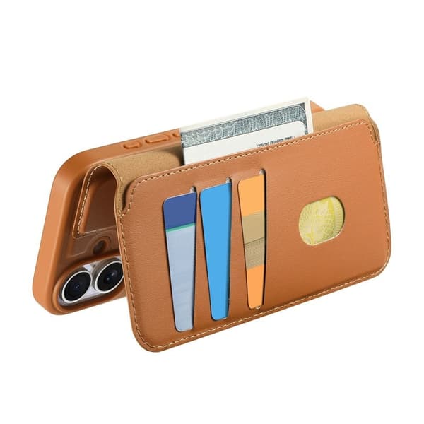 CASENEO iPhone 17 Plånboksfodral Magnetiskt RFID Blocker Konstläder - Brun
