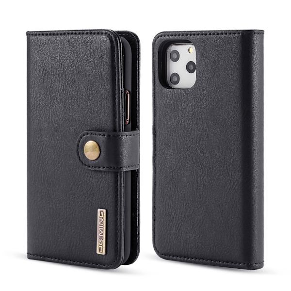 DG.MING iPhone 11 Pro Plånboksfodral 2-i-1 Äkta läder Svart