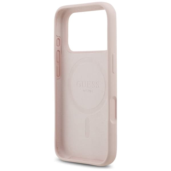 Guess Mobilskal till iPhone 17 Pro Magsafe Script Metal Logo - Rosa