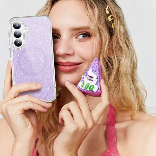 Mobilskal för Samsung Galaxy S26 Plus Glitter Magnetiskt PC + TPU - Lila