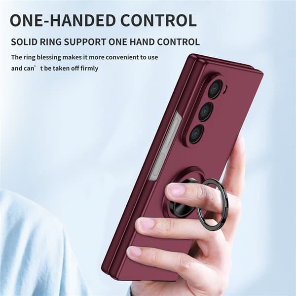 Mobilskal till Galaxy Z Fold7 5G Rotatable Ring Kickstand - Vinröd Vinröd