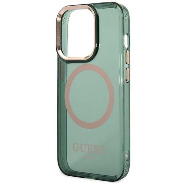 Guess iPhone 14 Pro Mobilskal Magsafe Guld Outline - Khaki